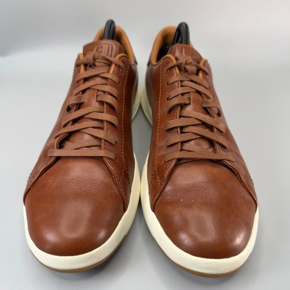 Cole Haan GrandPro Tennis Sneaker Mens 8 M Casual Dress Shoe Brown White Leather
